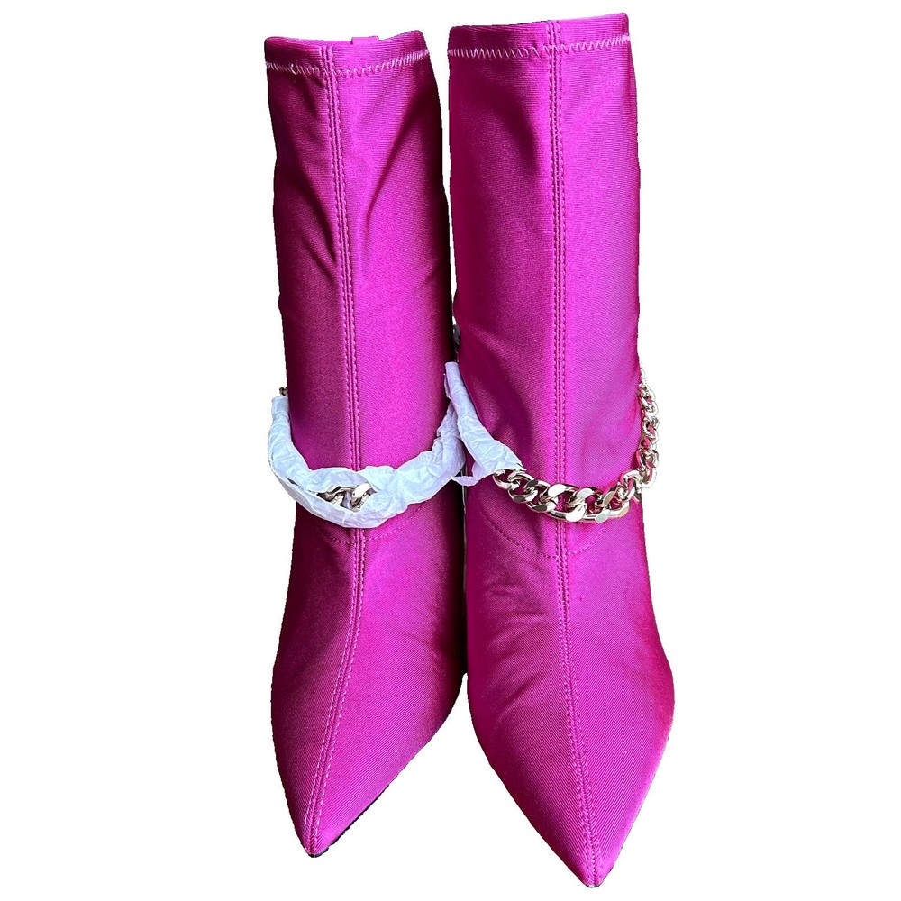 GUESS WOMEN PINK SATIN GLAM POINTED TOE PULLON STILETTO ANKLE BOOTIES 9.5 NEW - Picture 11 of 16